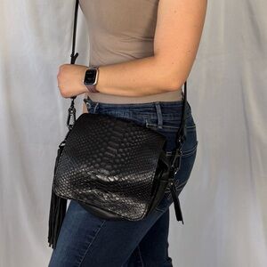 Black Snakeskin Crossbody Bag